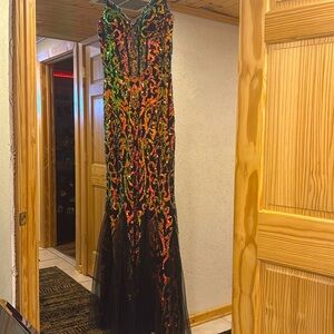 Floor Length size 4 Candice Wang mermaid style dress with color changing sequins